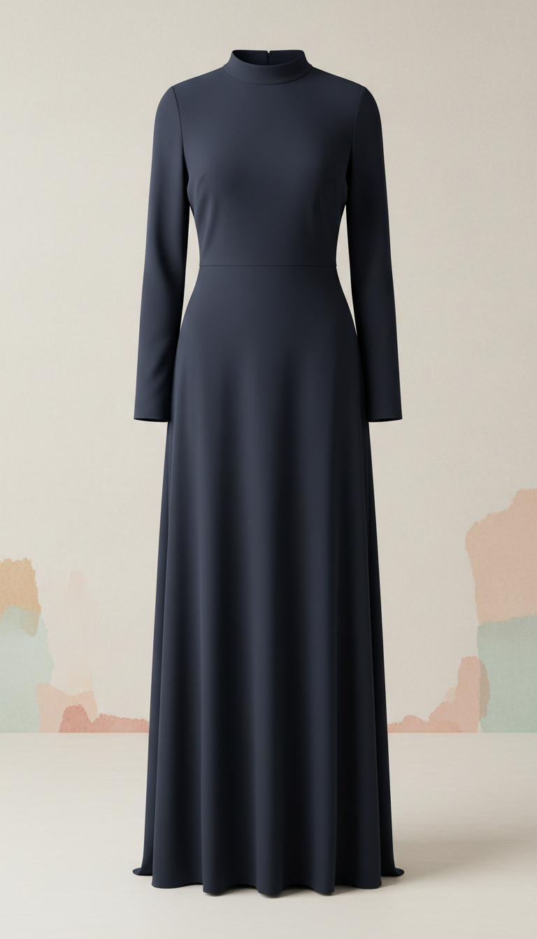 Midnight Navy Crepe Maxi Dress