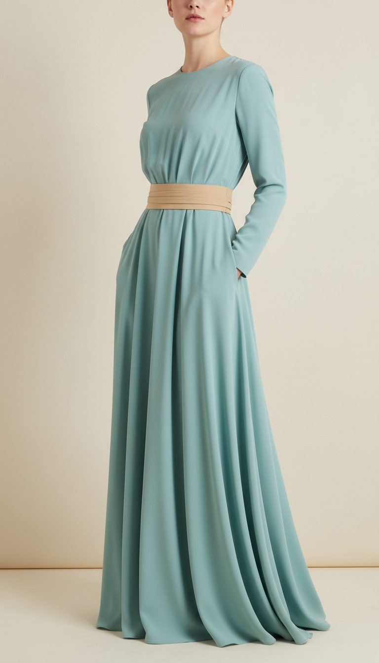 Cool Aqua Tailored Maxi Dress